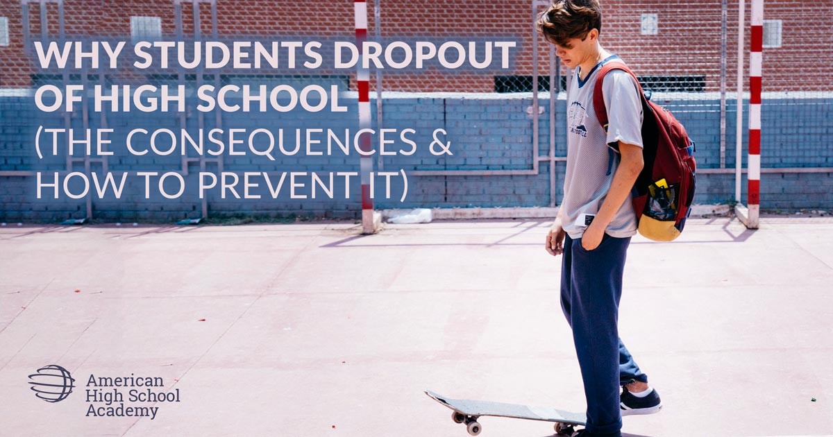 Boy with Skateboard in schoolyard. Why students Dropout of High School & How to Prevent it. AMerican Academy High School, Miami
