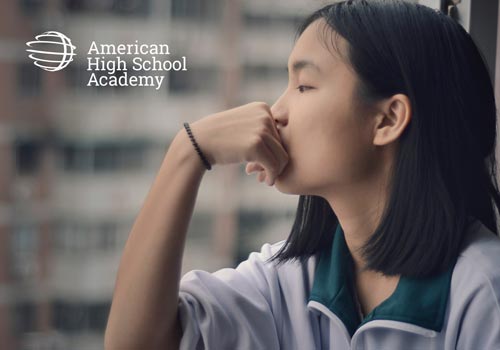 Worried Girl Thinking. High School Dropout Prevention. American High School Academy, Miami