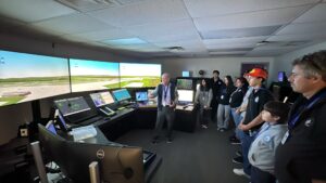 AHSA students in the ATC Simulation room at Eig Aviation School at Miami Dade College